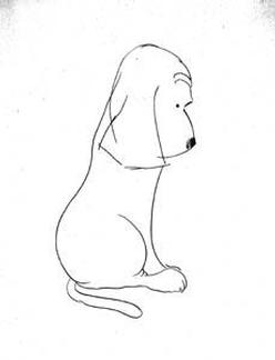 antiques price guide, antiques priceguide, works on paper, America, A drawing: Seated dog facing right, circa 1940's. A pencil drawing, unsigned. James Thurber (1894 to 1961).